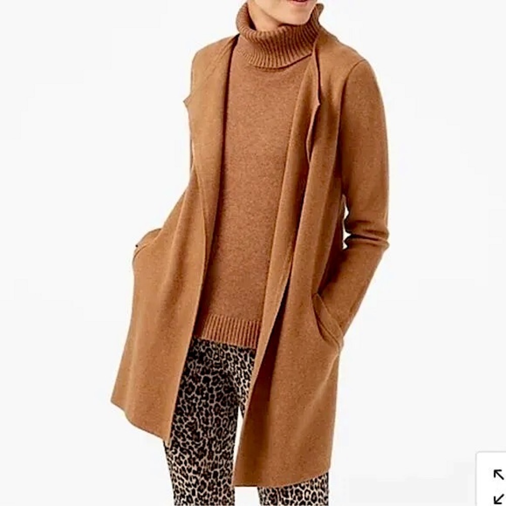 J crew vanessa sweater jacket in camel tan brown size large